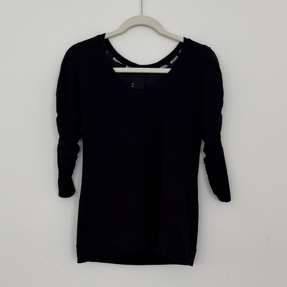 Dolan Black Ruched Sleeve Top